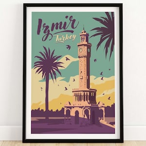 Izmir Print | Izmir Turkey Vintage Travel Poster | Turkish Wall Art Home Decor | Izmir Gift | Framed & Unframed Artwork
