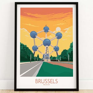 Brussels Poster Belgium Travel Print | Wall Art | Travel Poster | Framed & Unframed Artwork | Art Print Gift Idea