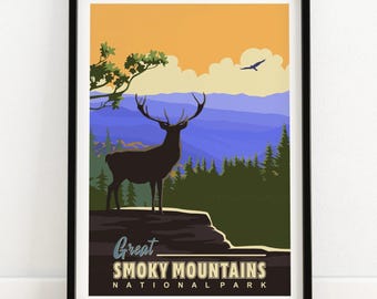 Smoky Mountain Print | National Park Poster | Travel Poster | Smokies Mountains | Wanderlust Print | National Park Art | Mountain Travel Art