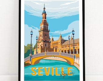 Seville Print | Seville Spain Vintage Travel Poster Wall Art Decor | Sevilla Espana | Framed & Unframed Print | Seville Gift Idea