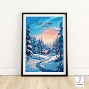Lapland Poster Print | Finland Travel Poster | Birthday present | Wedding anniversary gift | Art Print