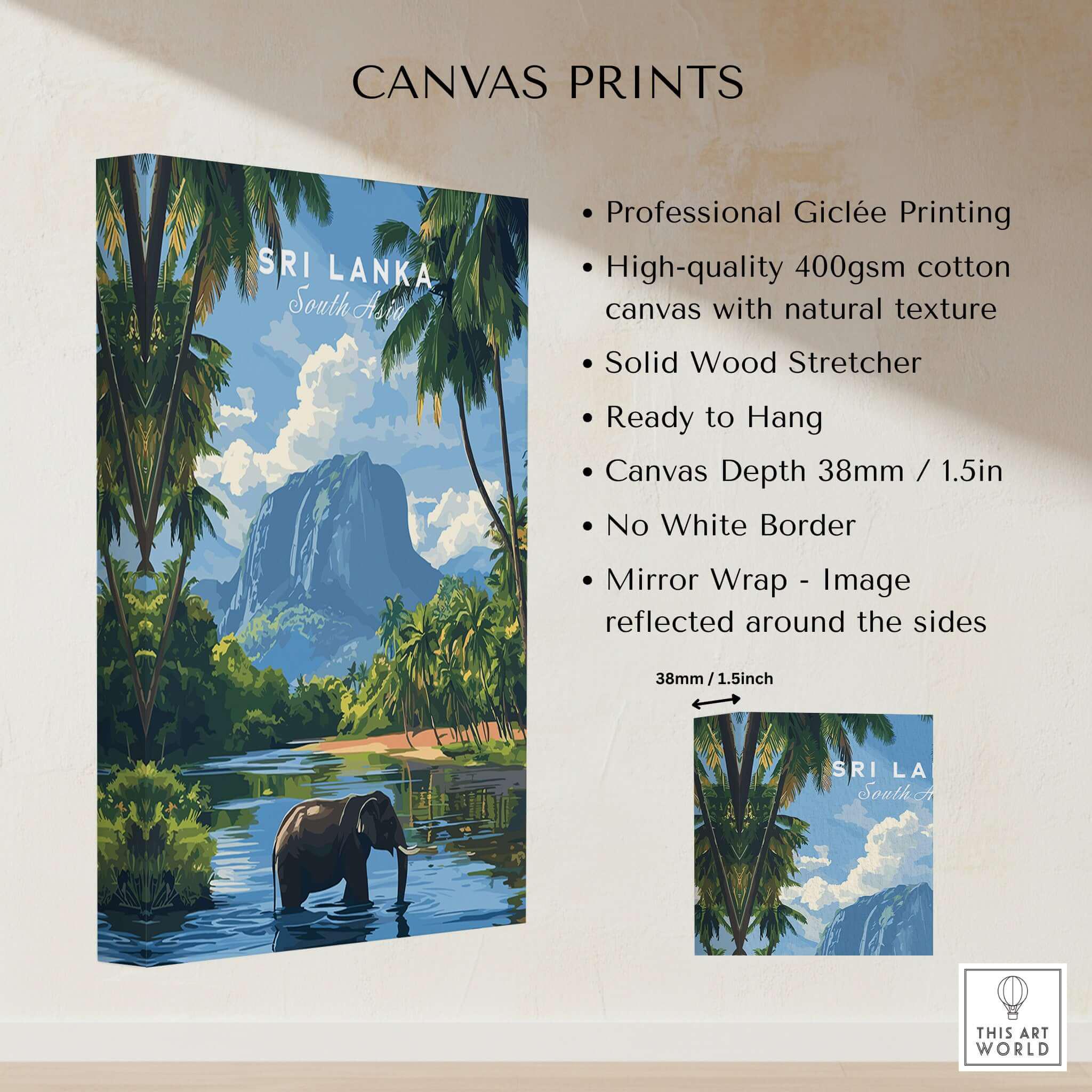 Sri Lanka Wildlife Poster - South Asia Landscape Art, Elephant
