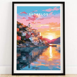 Skopelos Greece Travel Poster Print | Birthday present | Wedding anniversary gift