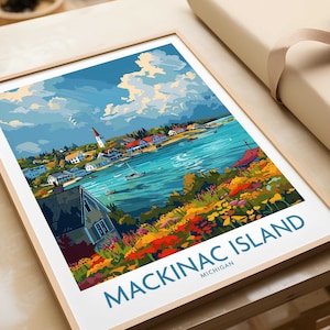 Mackinac Island Wand Kunst Druck Reise-Druck Wandkunst Poster Geschenk Wohnkultur Mackinac Island Kunstliebhaber Geschenk Lake Huron Kunstwerk