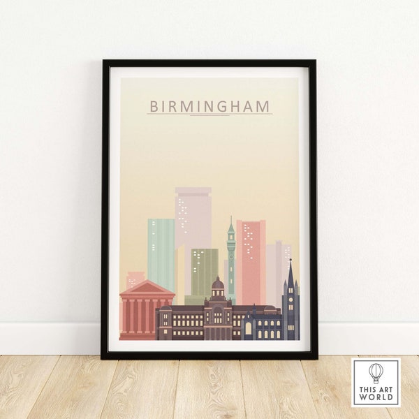 Birmingham UK Print | Birmingham Skyline Poster | Birmingham Wall Art | Cityscape Home Decor | Birmingham Gift | Framed & Unframed Art Print