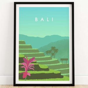 Bali Poster | Balinese Travel Poster | Tropical Print of Bali |  Bali Wall Art | Indonesia Minimalist Decor | Bali Gift Art
