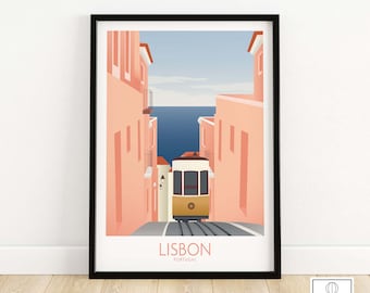 Lisbon Wall Art | Lisbon Poster Print | Portugal Travel Poster | Portuguese Decor | Framed or Print | Lisbon Anniversary Gift | Lisbon Art