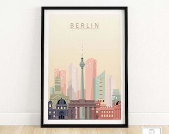 Berlin Skyline Print | Berlin City Poster | Berlin Wall Art Cityscape | Berlin Germany Wall Decor | Home Decor Gift Idea
