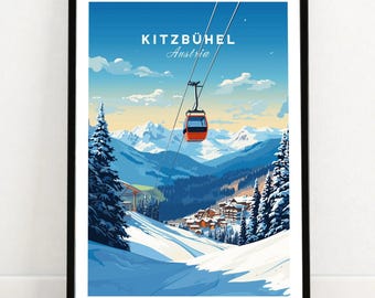 Kitzbuhel Art Print Poster, Beautiful Alpine View, Ideal for Home Decoration, Perfect Birthday Gift for Travel Enthusiasts