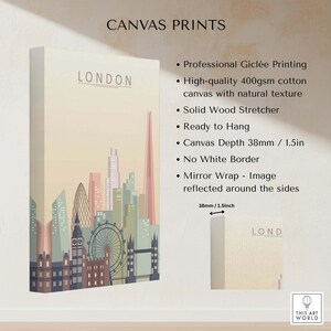 London Skyline Print | Wall Art details featuring professional Giclée printing and natural texture.