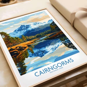 Cairngorms Poster National Park Cairngorms Wand Kunst Druck Cairngorms Geschenk Schottland Kunstliebhaber Illustration Sctoland gerahmt Wohnkultur