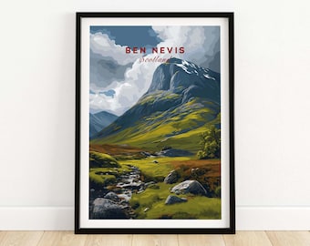 Ben Nevis Scotland Art Print - Mountain Wall Decor, Scottish Landscape Poster, Hiking Gift, Nature Artwork, Home Office Decoration