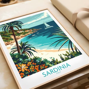 Sardinia Italy Poster - Vibrant Print of Stunning Mediterranean Views - Italy beach Print