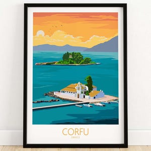 Corfu Art Print | Greek Travel Poster | Wall Art | Travel Poster | Framed & Unframed Artwork | Art Print Gift Idea