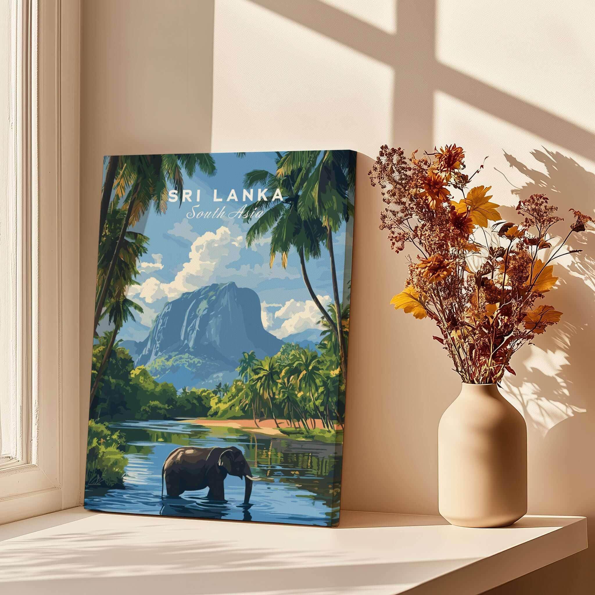 Sri Lanka Wildlife Poster - South Asia Landscape Art, Elephant