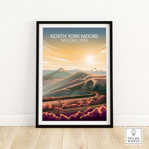 North York Moors Poster | National Park Print | UK Travel Poster | English Countryside Framed & Unframed Wall Art | Home Decor Artwork