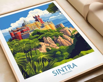 Sintra Portugal Burg Art Print, Bunt Pena Palace (Reise-Wand-Dekor)