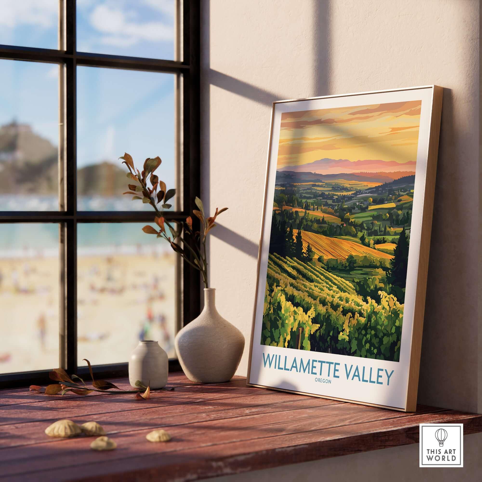 Willamette Valley Poster Wine Country Gift Art Lovers Illustration ...