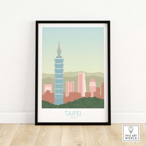 Taipei Print | Taiwan Travel Poster | Wall Art | Travel Poster | Framed & Unframed Artwork | Art Print Gift Idea