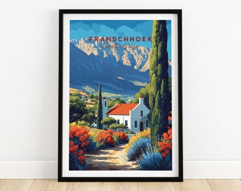 Franschhoek Art Print Art Print Travel Print Home Décor Poster Gift Digital Illustration Artwork