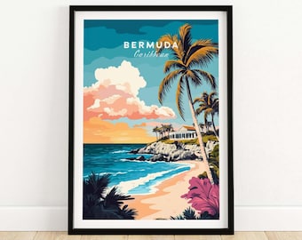 Bermuda Wall Art Poster Bermuda Travel Print Wall Art Bermuda Wall Hanging Home Decor Bermuda Gift Art Lovers Bermuda Wall Art Print