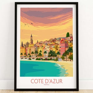 Impresión de la Costa Azul / Póster de la Costa Azul / Póster de viaje a la Riviera Francesa