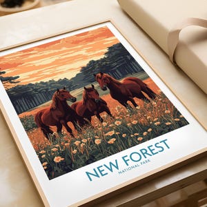 New Forest Art Print England National Park Travel Poster Home Decor Artwork Poster Gift Digital Illustration Artwork Home Art Lover Print