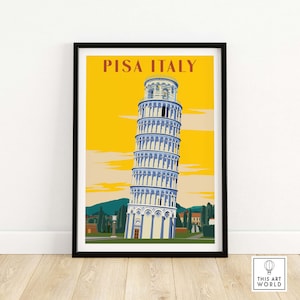 Pisa Print | Pisa Tower Poster | Italy Wall Art | Tower of Pisa | Italian Travel Poster | Pisa Decor | Pisa Skyline | Pisa Gift