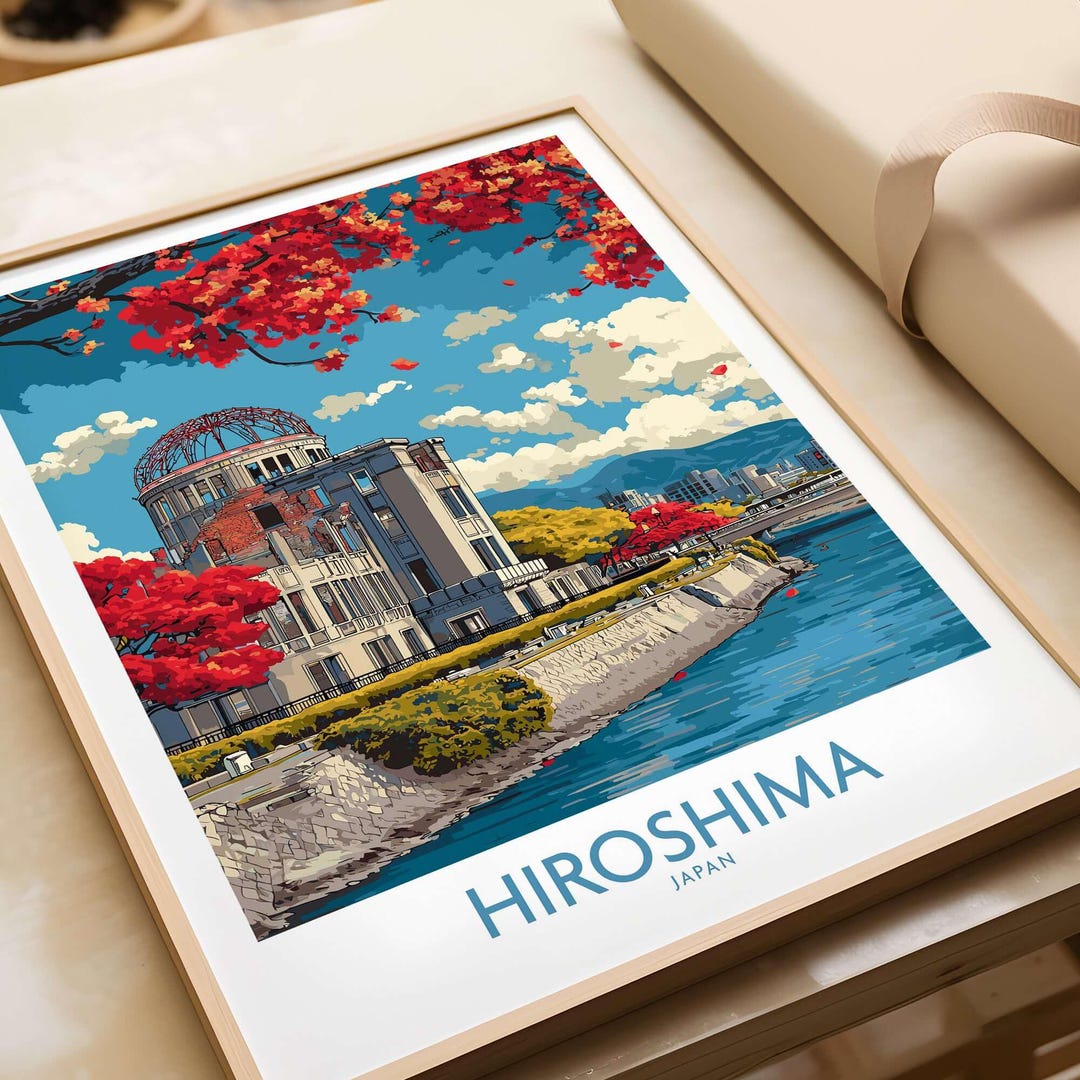 広島 hiroshima 「原爆の子の像」 ビンテージポスター by NAKAO Hiroshima Japan Genbaku Dome Poster | Historic Landmark Decor