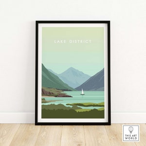 Lake Region Print Wall Art Poster | Minimalistisches Englisches Nationalpark Kunstwerk | Lake Distrikt Wohnkultur Geschenkidee | Gerahmte Kunst