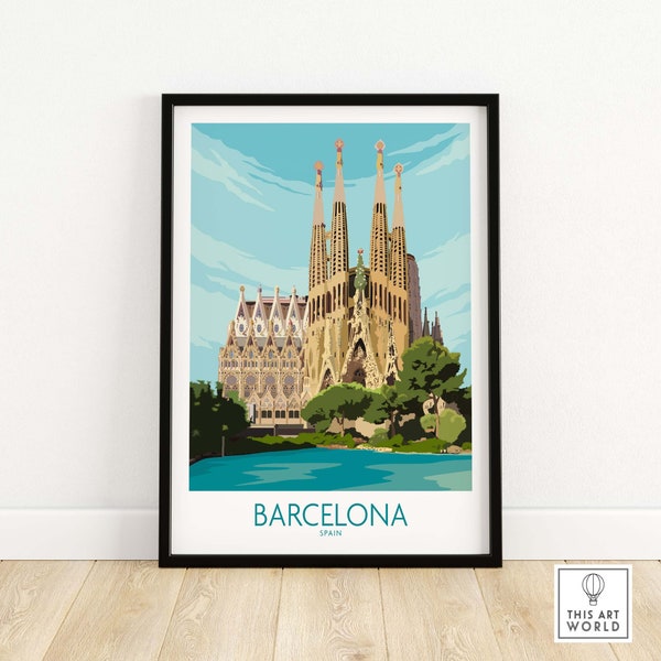 Barcelona Poster Print Wall Art | Spain Travel Print | Barcelona Art Print | Sagrada Familia Print