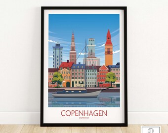 Copenhagen Wall Art Print - Demark Travel Poster | Copenhagen Gift