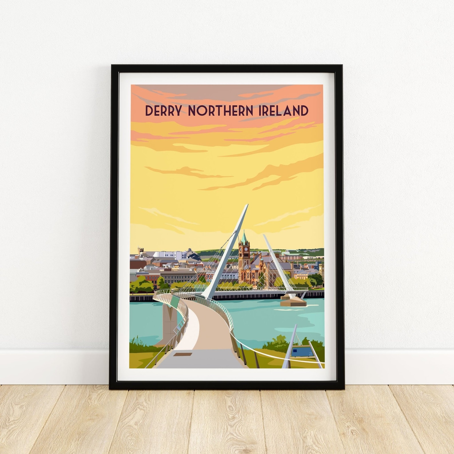 Derry Poster Print Londonderry Wall Art Northern Ireland Etsy