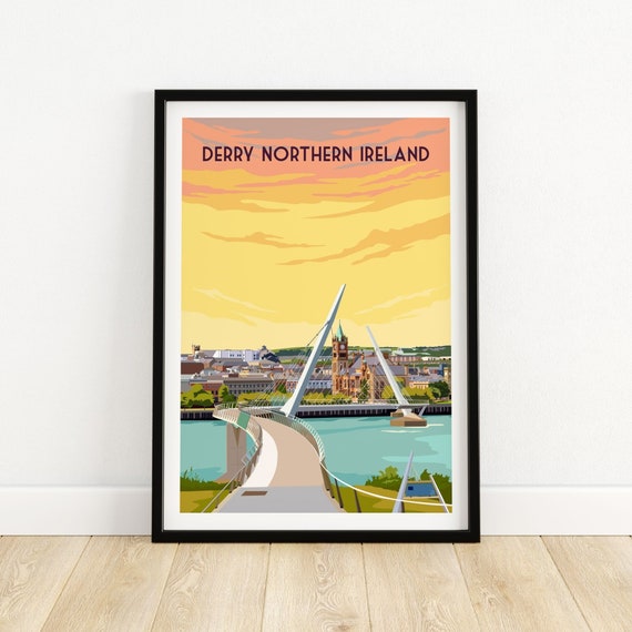 Derry Poster Print Londonderry Wall Art Northern Ireland Etsy