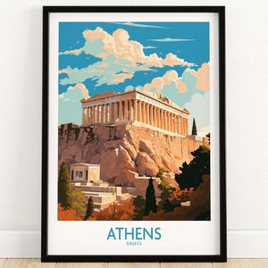 Athens Wall Art Travel Print | Home Décor Poster Gift | Digital Illustration Artwork