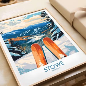 Stowe Valley Ski Wand Kunst - Vermont Winter Landschaft Druck, Ski Saison Dekor