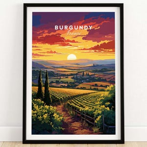 Burgundy France Print Wall Art Print Travel Print | Home Décor Poster Gift | Digital Illustration Artwork | Birthday Present
