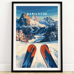 Bariloche Print Argentyna Wydruk narciarski Bariloche Wydruk podróżny Sztuka ścienna Bariloche Wisząca dekoracja domu Prezent Miłośnicy sztuki Argentyna Sztuka ścienna