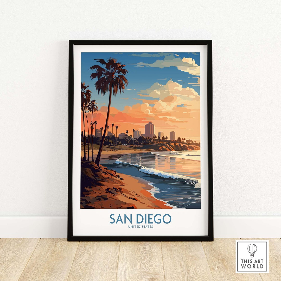 San Diego Wall Art Wall Art Print Travel Poster | Birthday Present ...