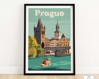Prague Poster | Czech Wall Art | Prague Skyline | Travel Poster | Prague City Wall Art | Prague Travel Print | Prague Gift Idea