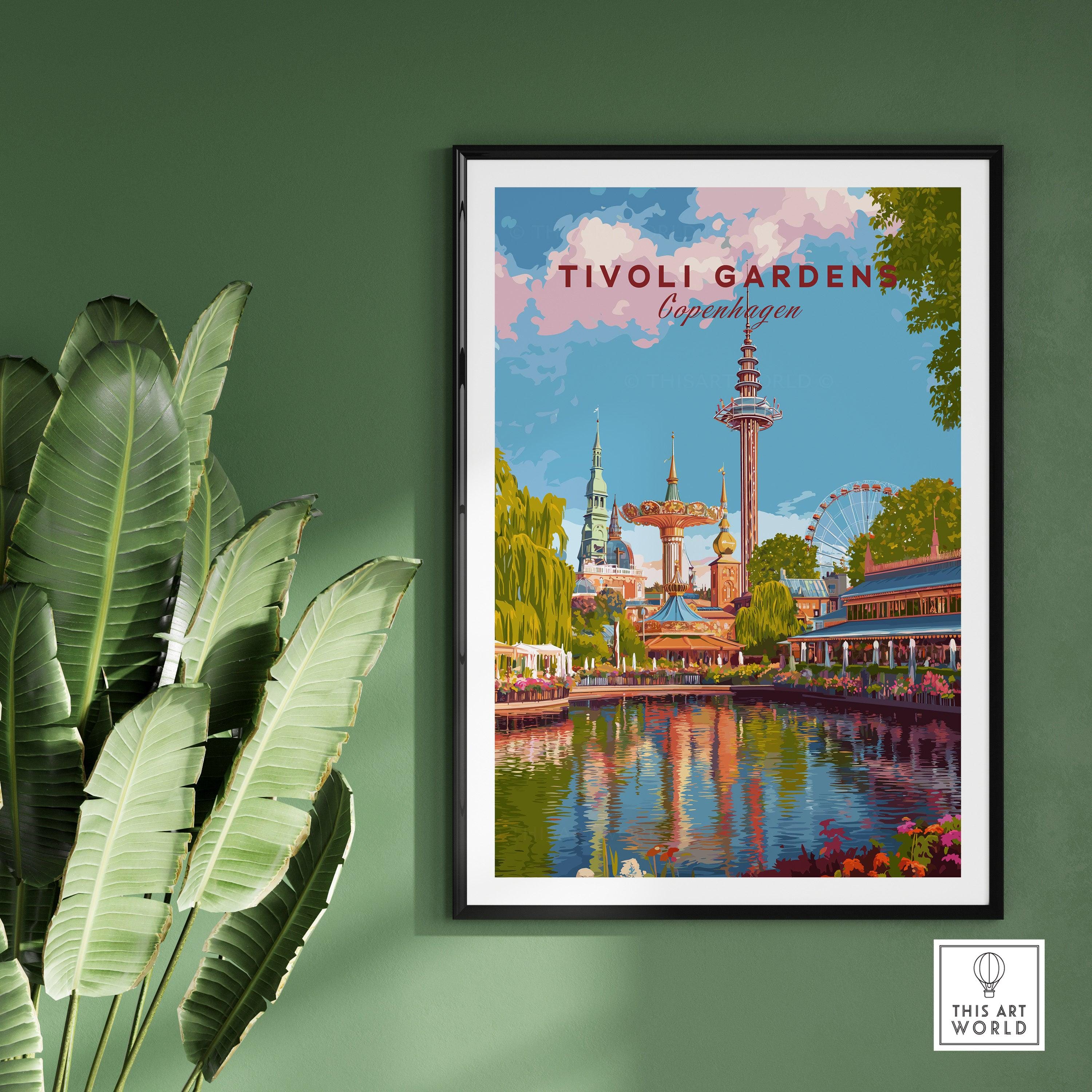 Tivoli Gardens Copenhagen Wall Art, Denmark Poster Print, Danish