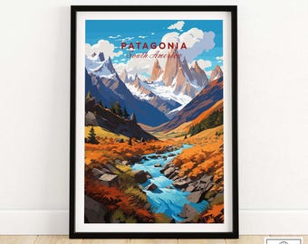 Patagonia Poster Art Print South America Travel Print | Home Décor