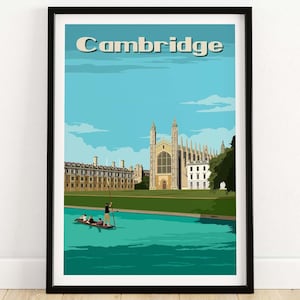 Cambridge Print | Cambridge Poster | Cambridge Wall Art | King's College Art | Cambridge England Home Decor | Cambridge Gift Idea