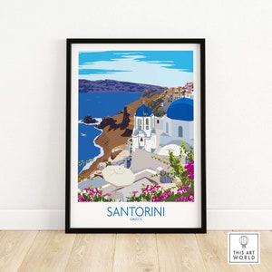 Santorini Druck | Griechenland Reise Poster | Santorini Wandkunst | Griechenland Home Decor | Santorini gerahmter und ungerahmter Druck | Santorini Weihnachtsgeschenk