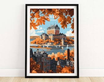 Stampa di viaggio del Quebec con Château Frontenac Quebec Stampa artistica da parete Canada Arte da ufficio Decorazione per la casa Canada Regalo per amanti dell'arte Decorazione per la casa