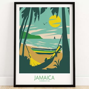 Jamaica Poster Retro | Wall Art Print | Travel Poster | Framed & Unframed Gift