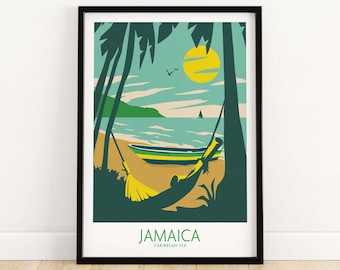 Jamaica Poster Retro | Wall Art Print | Travel Poster | Framed & Unframed Gift
