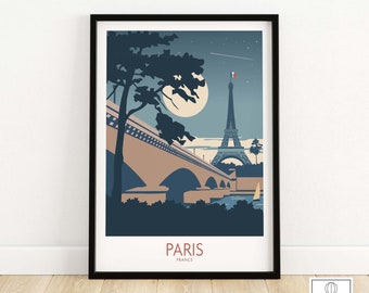 Paris France Travel Poster | Paris Wall Art | French Retro Travel Print | Eiffel Tower Print | French Wall Decor