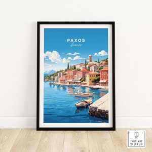 Póster de viaje de Paxos / Póster de viaje / Regalo de cumpleaños / Regalo de aniversario de bodas / Decoración del hogar