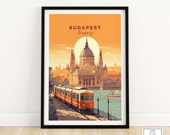 Budapest Travel Poster Print  | Birthday present | Wedding anniversary gift | Best Gift for Her | Pesonalized Wall Art Gift for Him